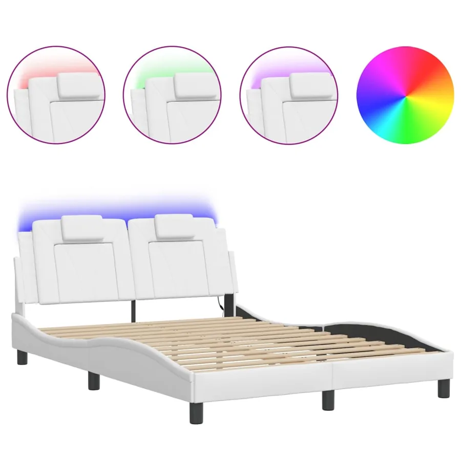 Cadre de lit Viana avec LED sans matelas blanc 120x200 cm - 2