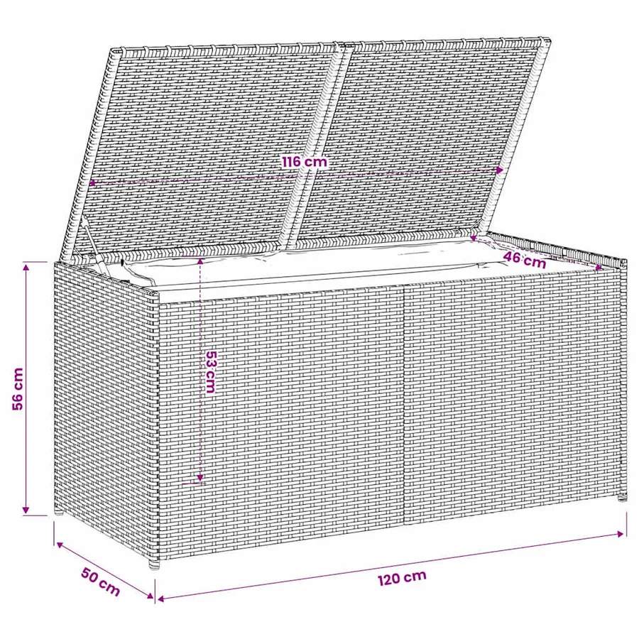 Boîte de rangement de jardin marron 283L résine tressée - 10