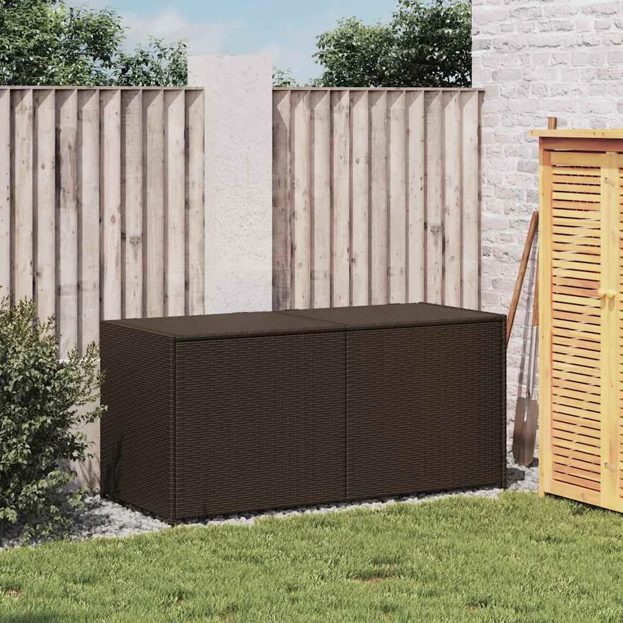 Boîte de rangement de jardin marron 283L résine tressée - 3