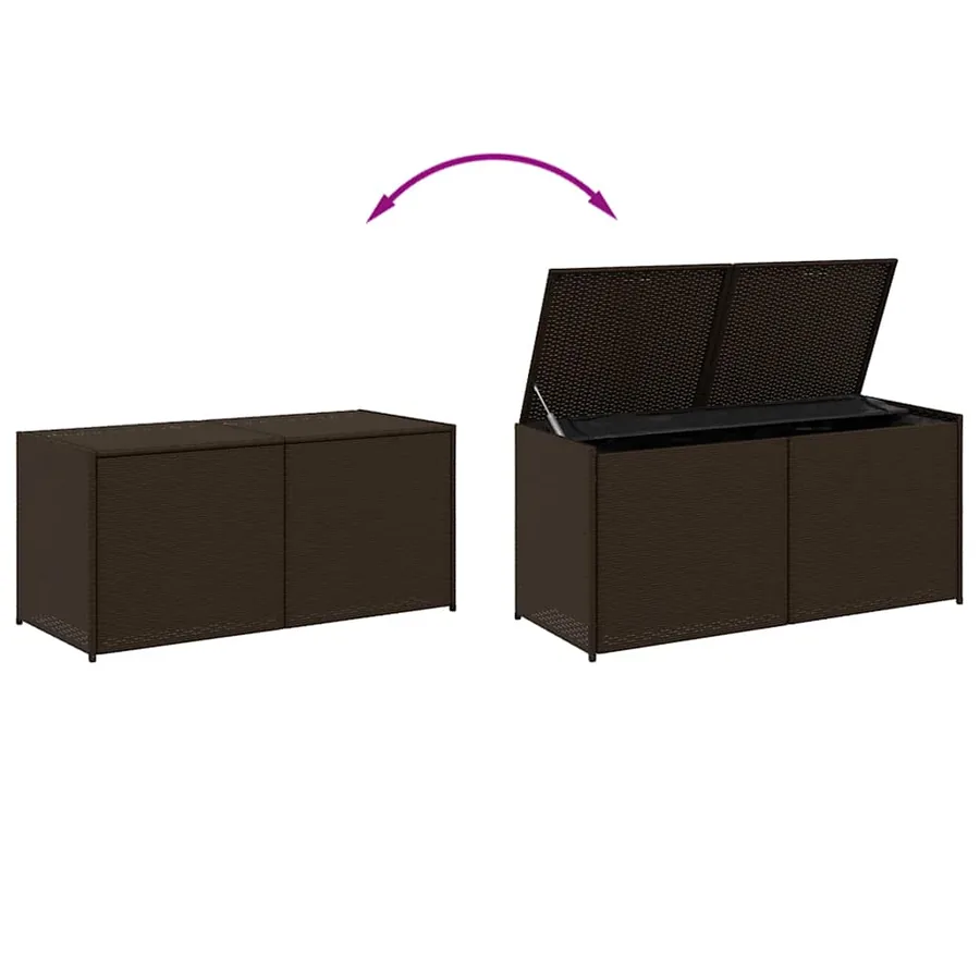 Boîte de rangement de jardin marron 283L résine tressée - 7