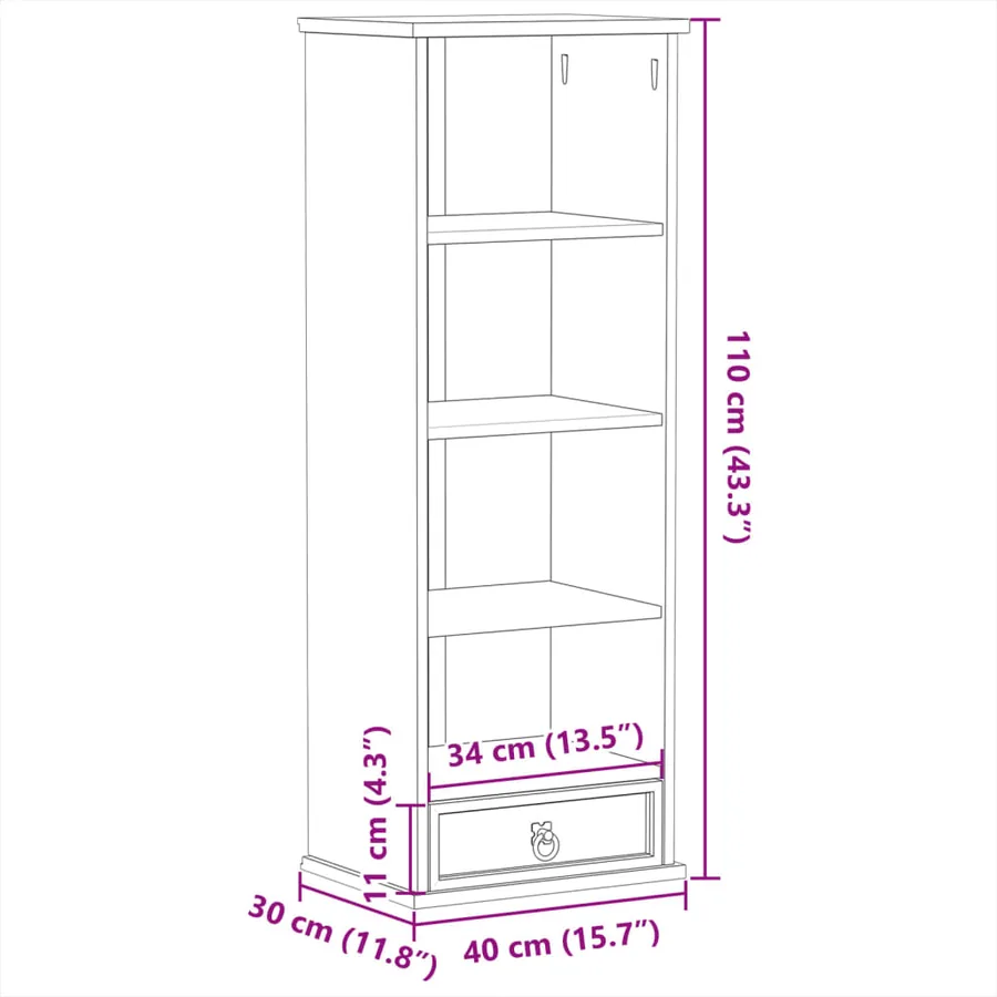 Armoire à CD Corona 40x30x110 cm bois de pin massif - 9
