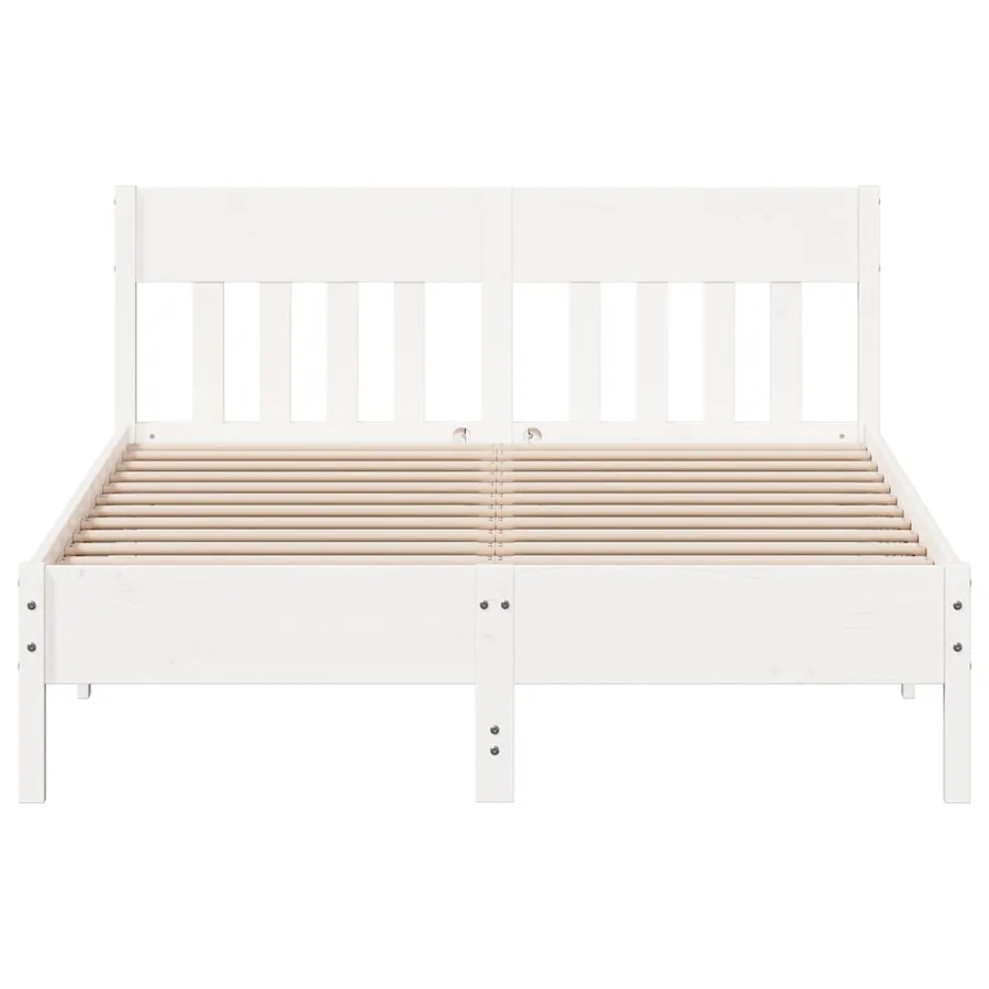 Cadre de lit sans matelas blanc 150x200 cm bois de pin massif - 4