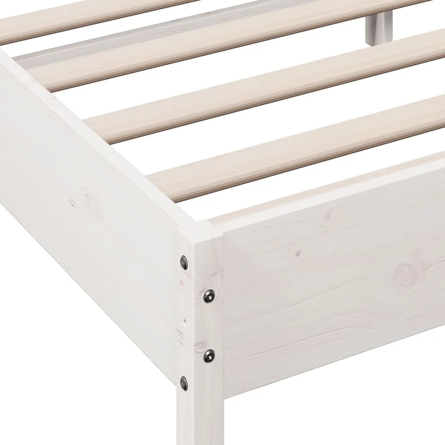 Cadre de lit sans matelas blanc 150x200 cm bois de pin massif - 7
