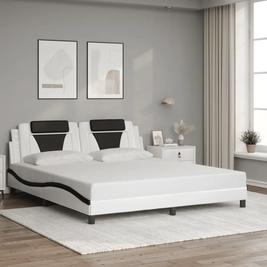 Cadre de lit Viana avec LED sans matelas blanc et noir 180x200 cm - 4