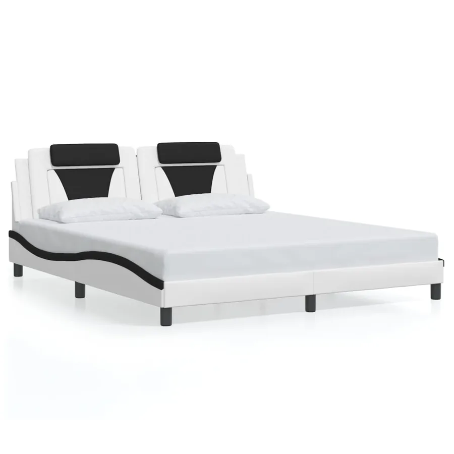 Cadre de lit Viana avec LED sans matelas blanc et noir 180x200 cm - 5