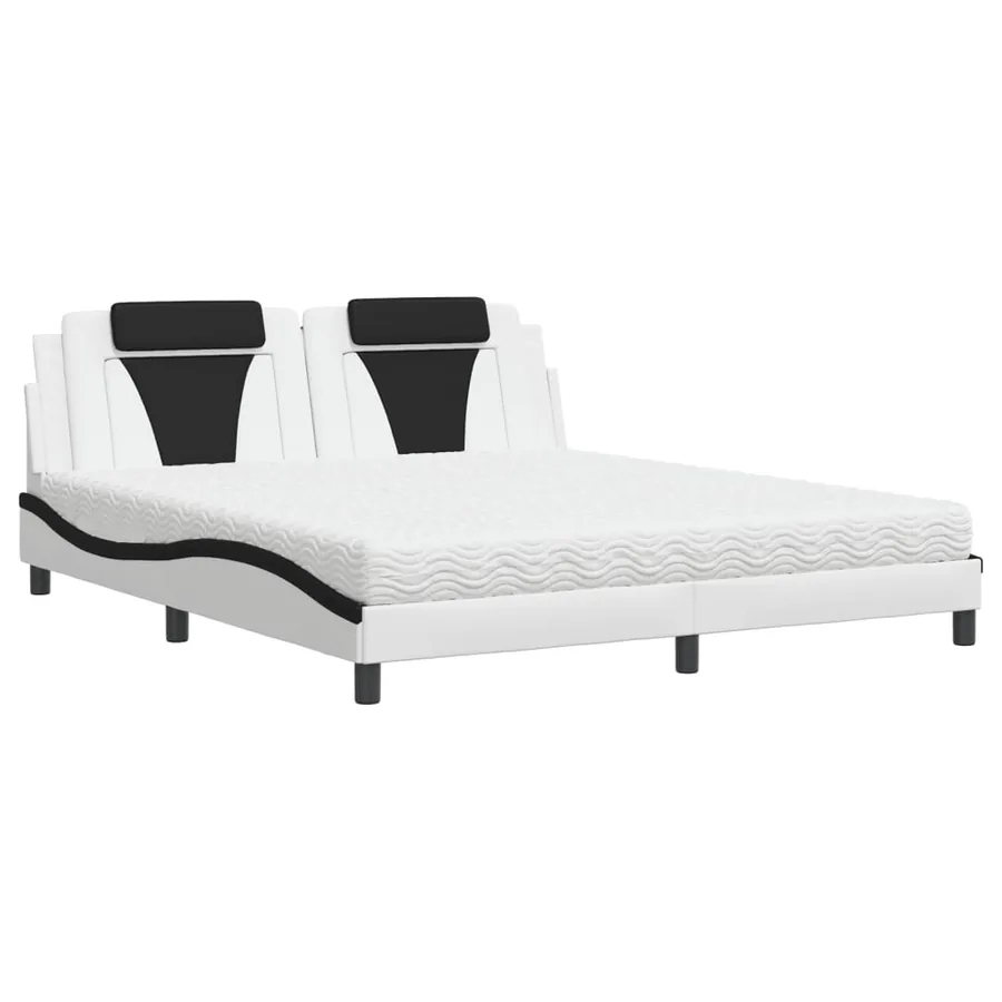 Lit Viana avec matelas blanc et noir 180x200 cm similicuir - 2