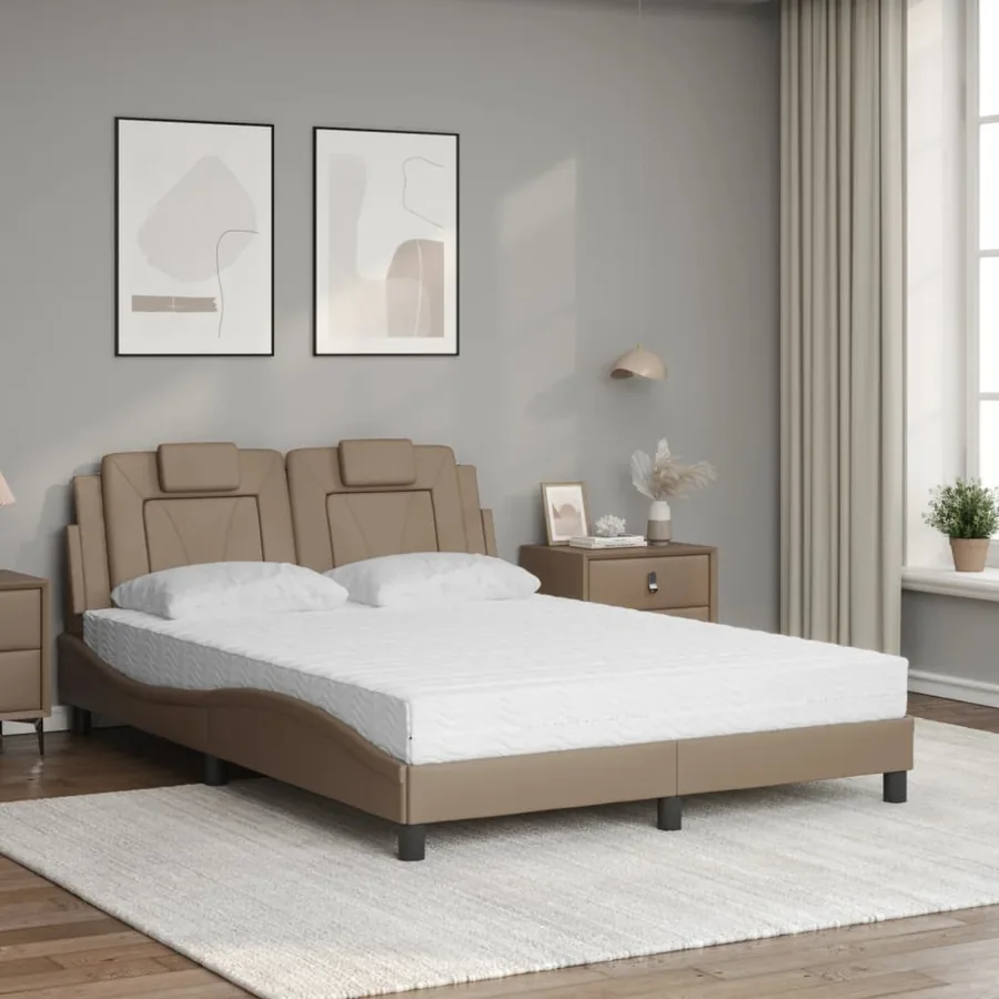 Lit Viana avec matelas cappuccino 120x200 cm similicuir - 3
