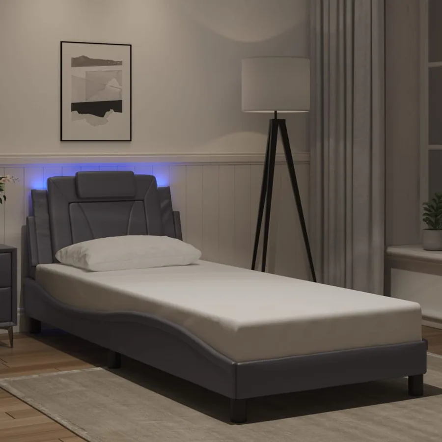 Cadre de lit Viana avec LED sans matelas gris 90x200 cm