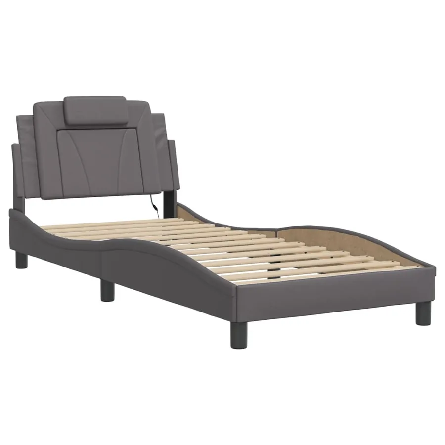 Cadre de lit Viana avec LED sans matelas gris 90x200 cm - 3