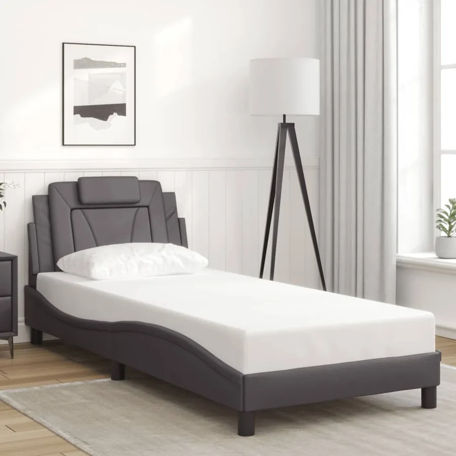 Cadre de lit Viana avec LED sans matelas gris 90x200 cm - 4