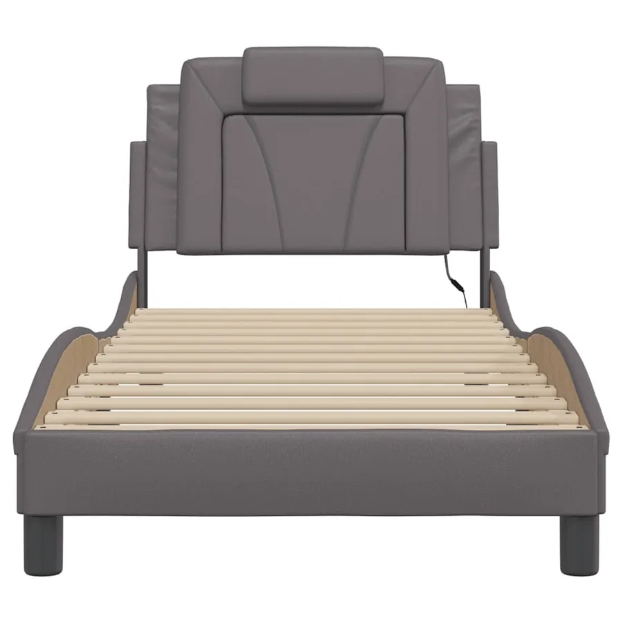 Cadre de lit Viana avec LED sans matelas gris 90x200 cm - 6