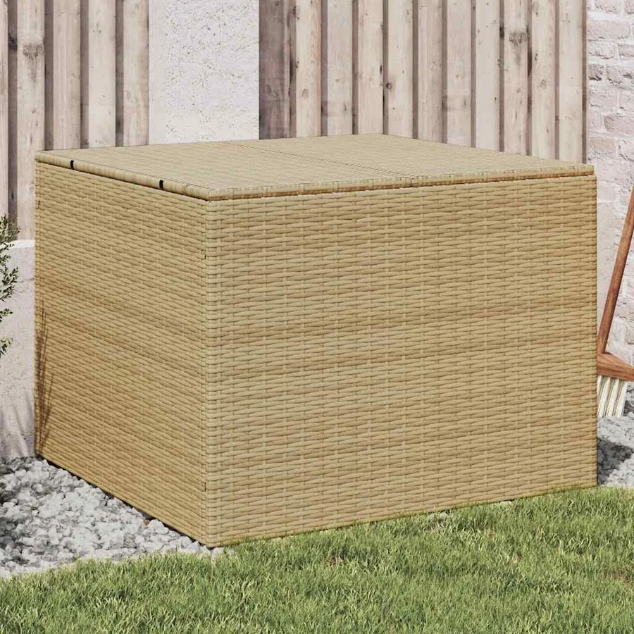 Boîte de rangement de jardin mélange beige 291L résine tressée