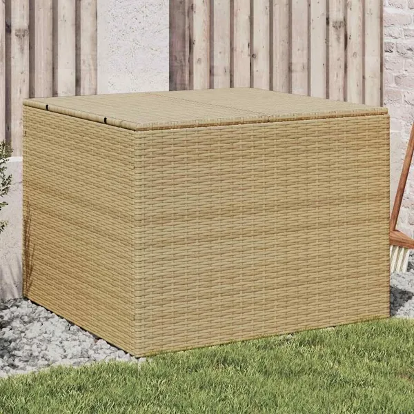 Boîte de rangement de jardin mélange beige 291L résine tressée