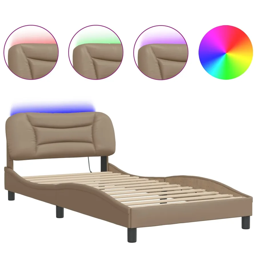 Cadre de lit avec LED sans matelas Hvar cappuccino 100x200 cm - 2
