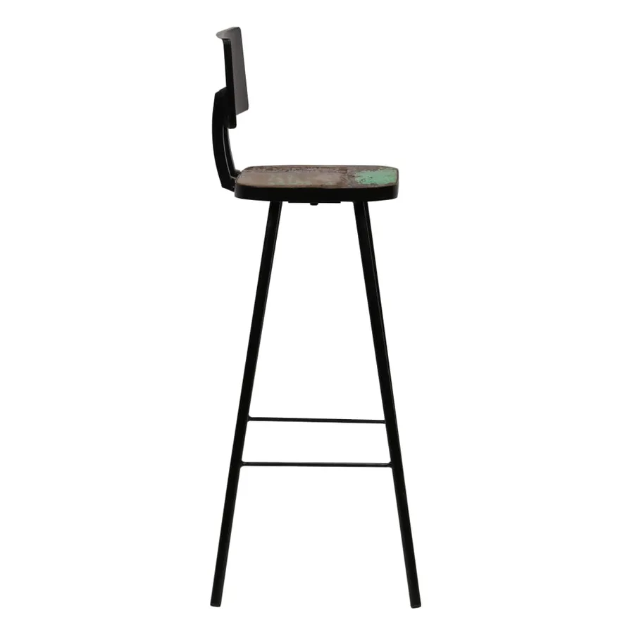 Tabourets de bar lot de 4 bois massif de récupération - 3