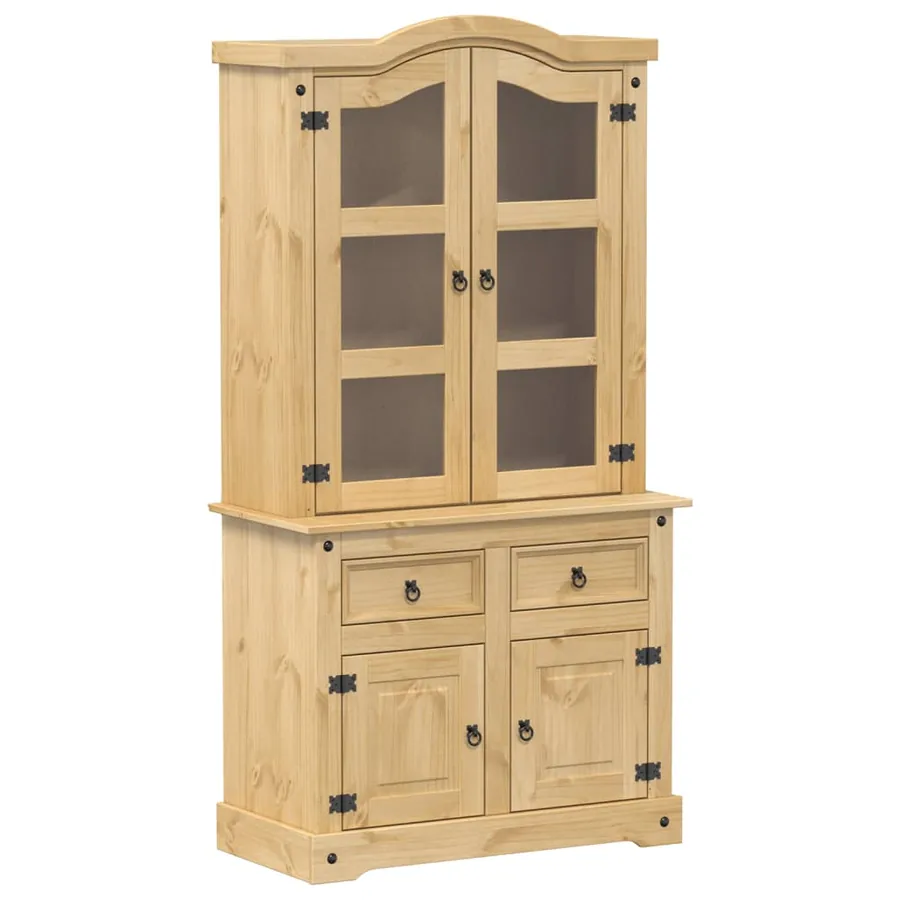 Vitrine en verre Corona 100x48,5x179 cm bois massif de pin - 2