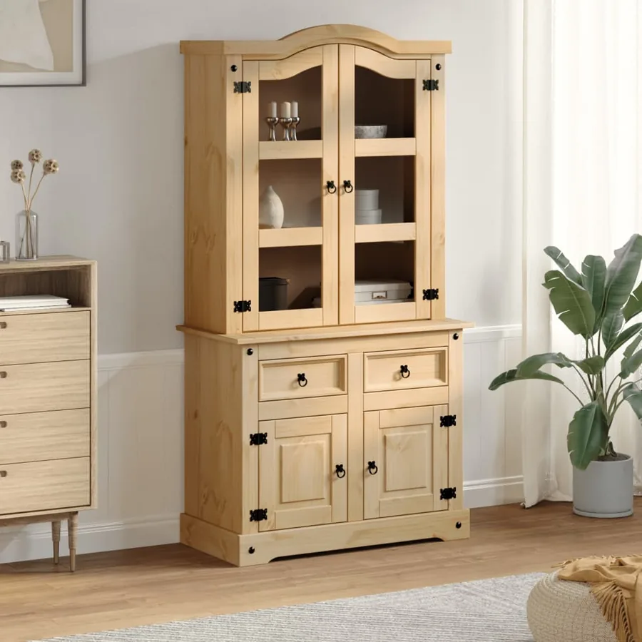 Vitrine en verre Corona 100x48,5x179 cm bois massif de pin - 3