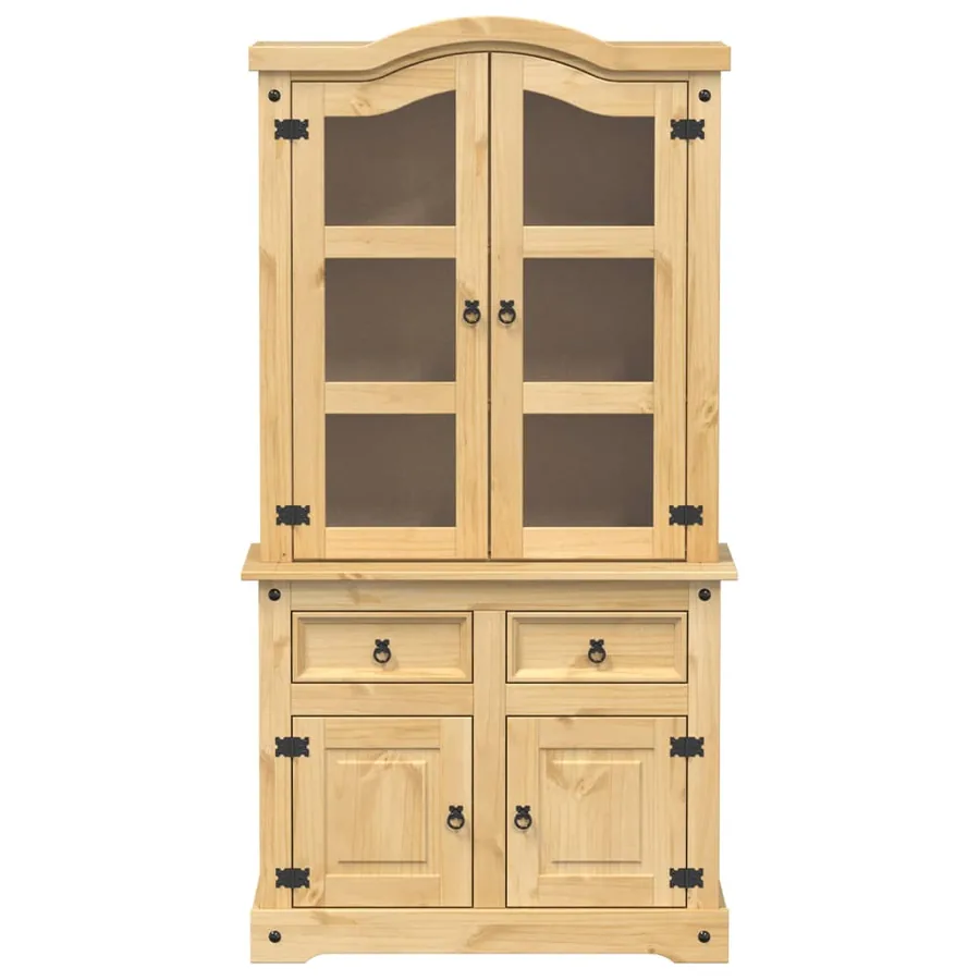 Vitrine en verre Corona 100x48,5x179 cm bois massif de pin - 4