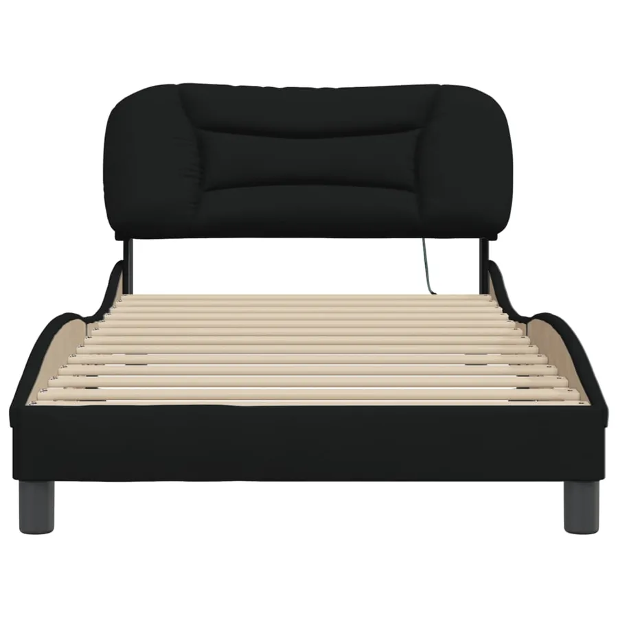 Cadre de lit avec LED sans matelas Hvar noir 100x200 cm tissu - 6