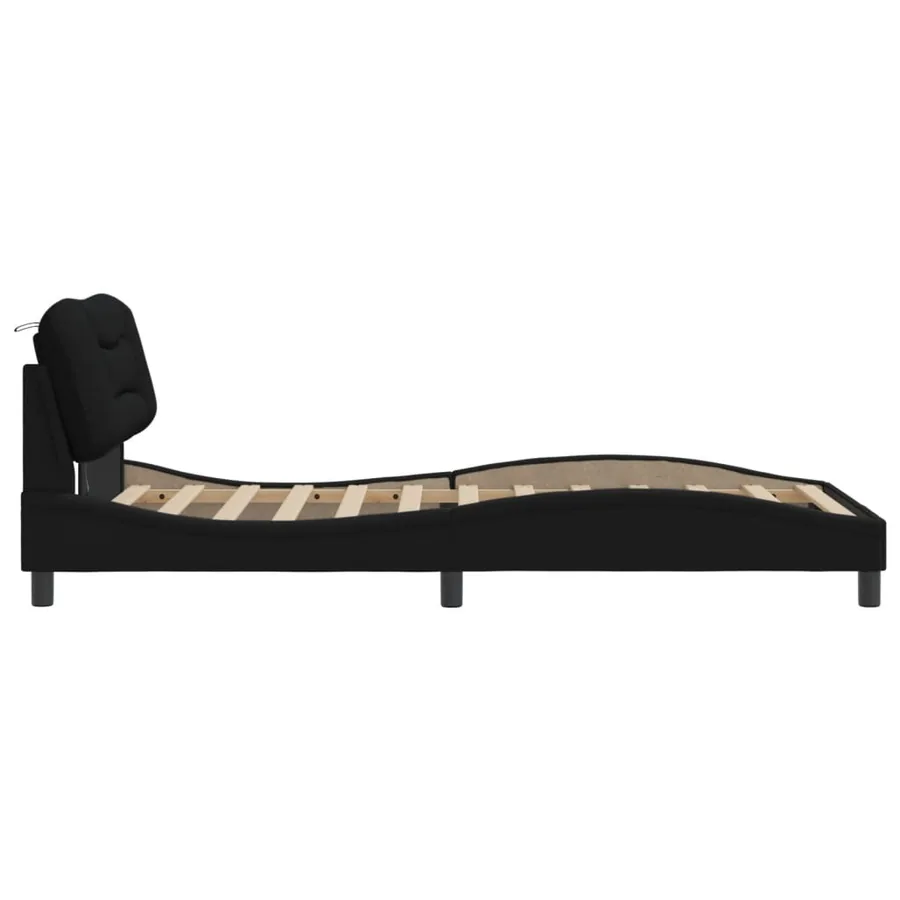 Cadre de lit avec LED sans matelas Hvar noir 100x200 cm tissu - 8