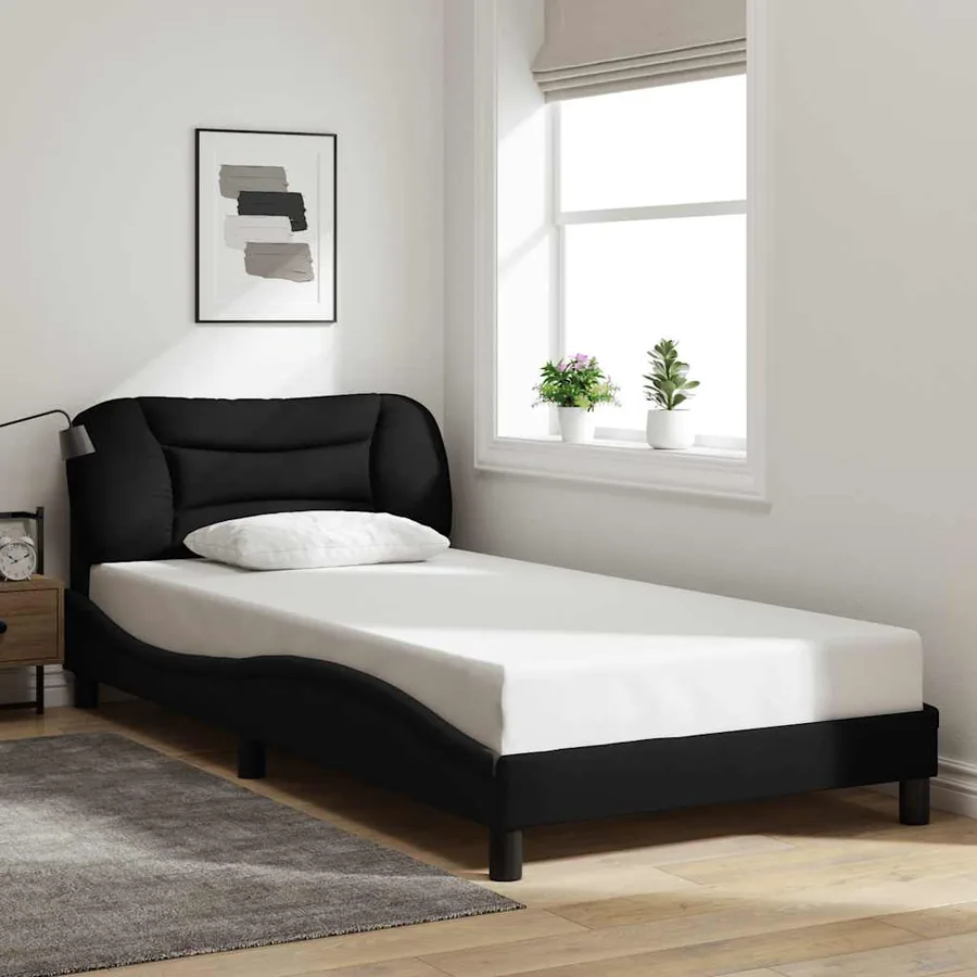 Cadre de lit sans matelas Hvar noir 100x200 cm tissu