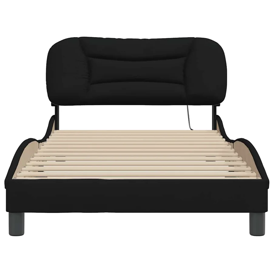 Cadre de lit sans matelas Hvar noir 100x200 cm tissu - 4