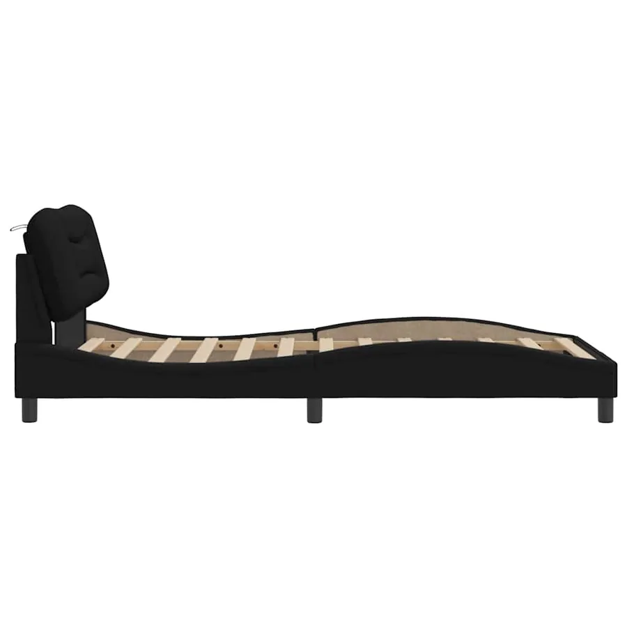 Cadre de lit sans matelas Hvar noir 100x200 cm tissu - 5