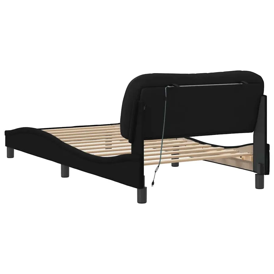 Cadre de lit sans matelas Hvar noir 100x200 cm tissu - 6