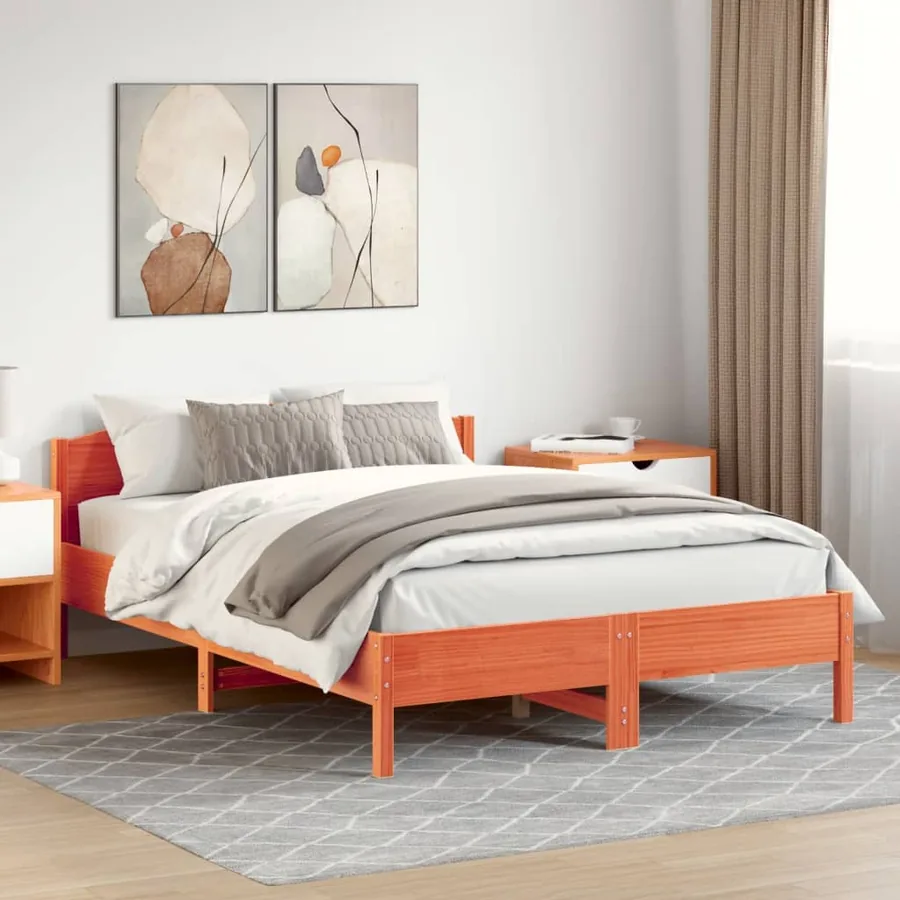 Cadre de lit sans matelas cire marron 160x200cm bois pin massif
