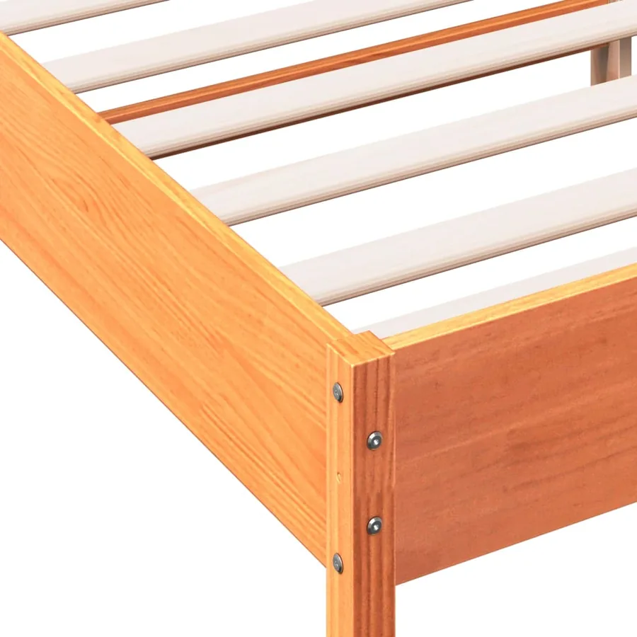 Cadre de lit sans matelas cire marron 160x200cm bois pin massif - 7
