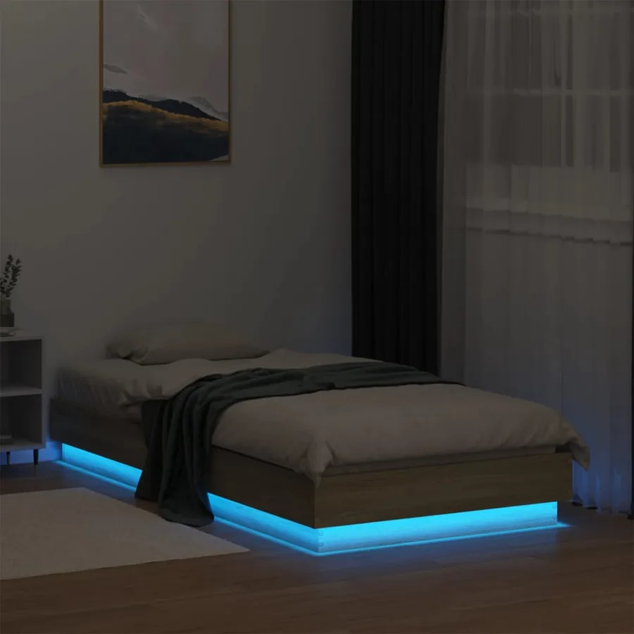 Cadre de lit sans matelas avec lumières LED 90x190 cm - 5