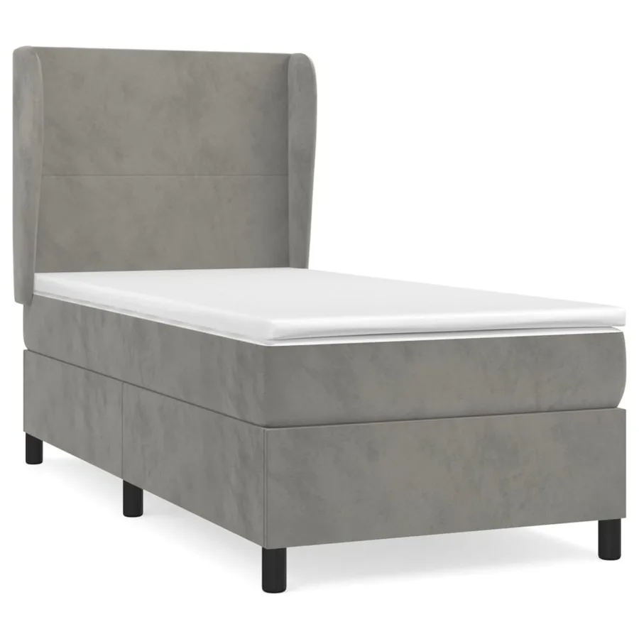 Sommier à lattes de lit et matelas Gris clair 90x200 cm Velours - 2
