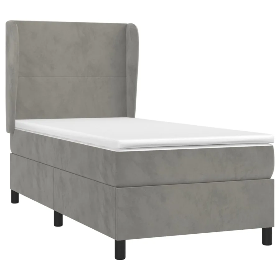 Sommier à lattes de lit et matelas Gris clair 90x200 cm Velours - 3