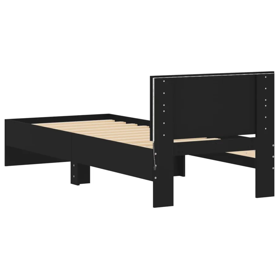 Cadre de lit sans matelas avec lumières LED noir 75x190 cm - 9
