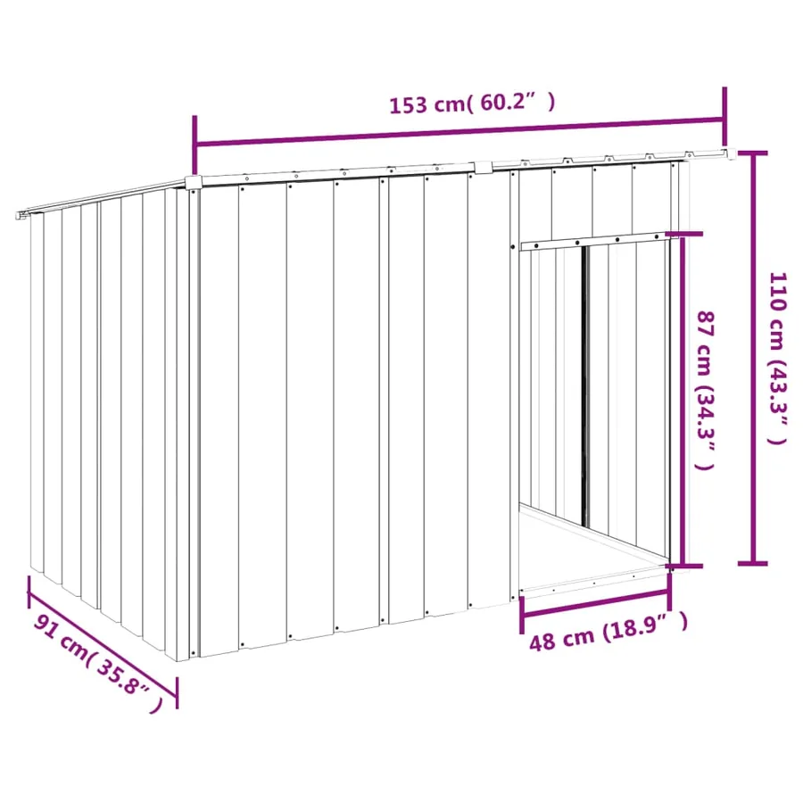 Niche pour chien avec toit anthracite acier galvanisé - 8