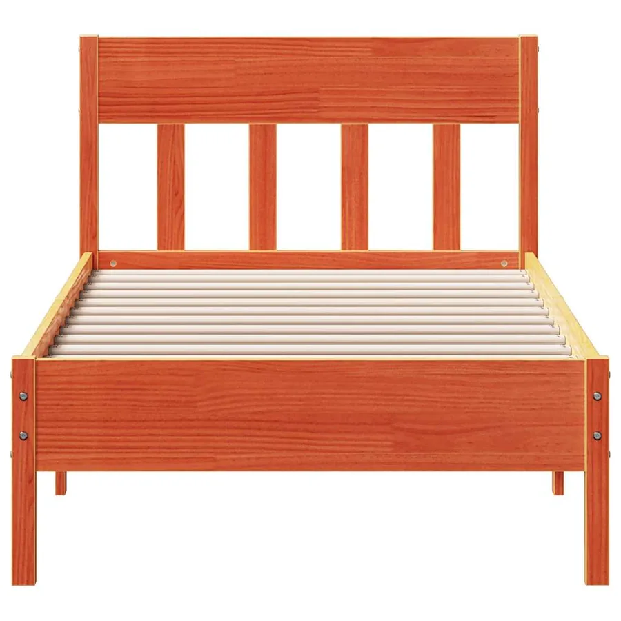 Cadre de lit sans matelas cire marron 75x190 cm bois pin massif - 4