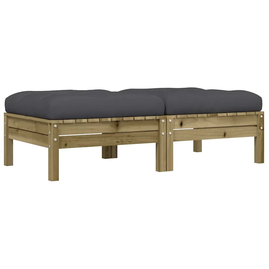 Repose-pieds de jardin avec coussins 2 pcs bois de pin imprégné - 2