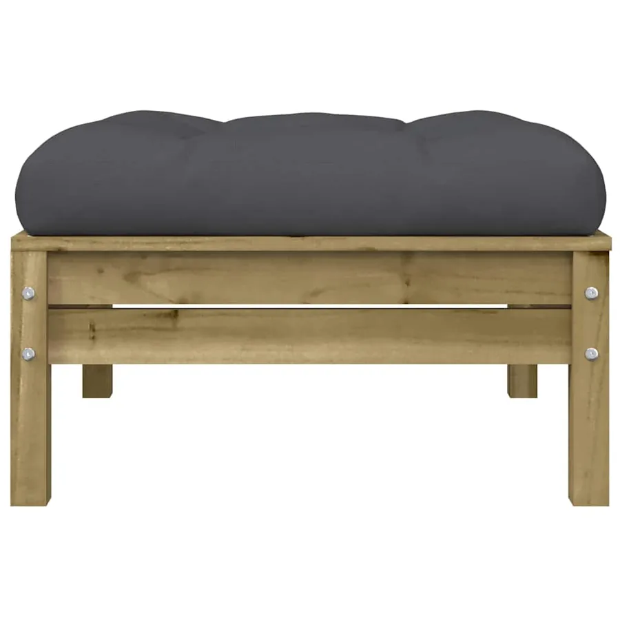 Repose-pieds de jardin avec coussins 2 pcs bois de pin imprégné - 6