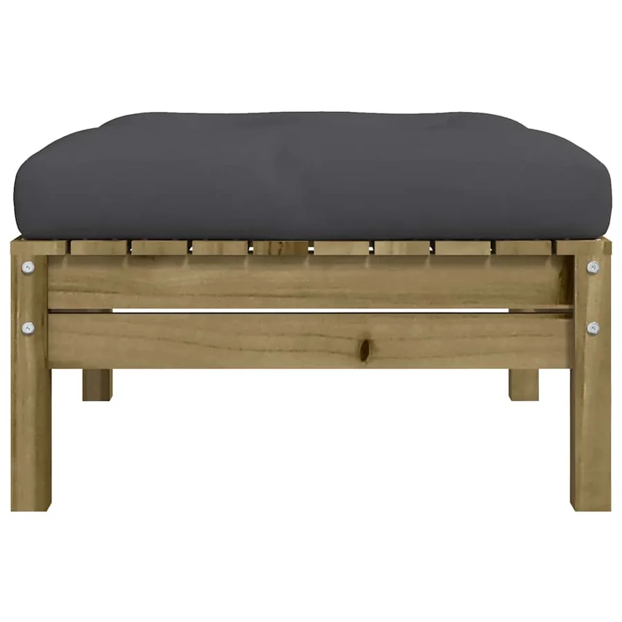 Repose-pieds de jardin avec coussins 2 pcs bois de pin imprégné - 7