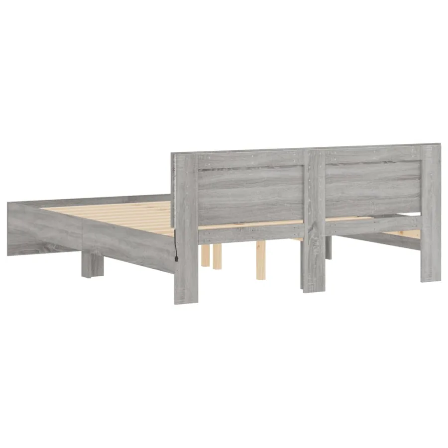 Cadre de lit avec LED sans matelas sonoma gris 160x200 cm - 9