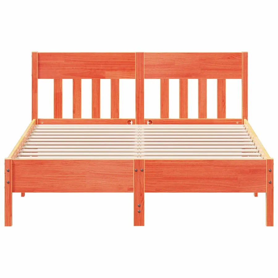 Cadre de lit sans matelas cire marron 135x190cm bois pin massif - 4