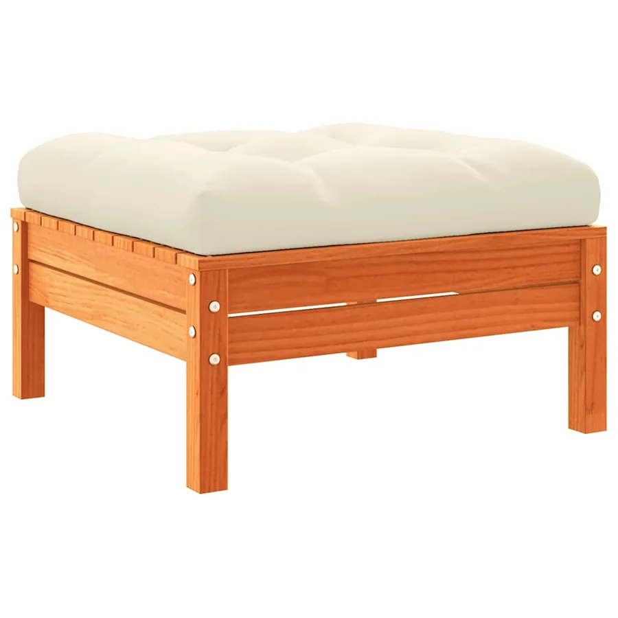 Repose-pied de jardin avec coussin bois massif de pin - 2