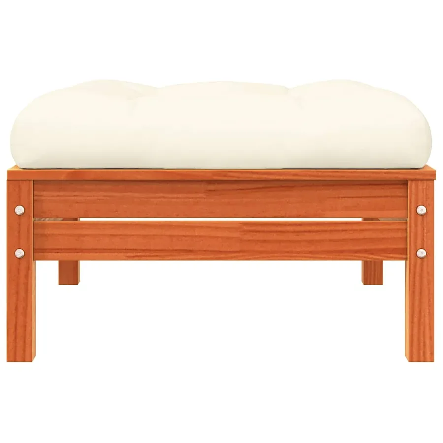 Repose-pied de jardin avec coussin bois massif de pin - 5