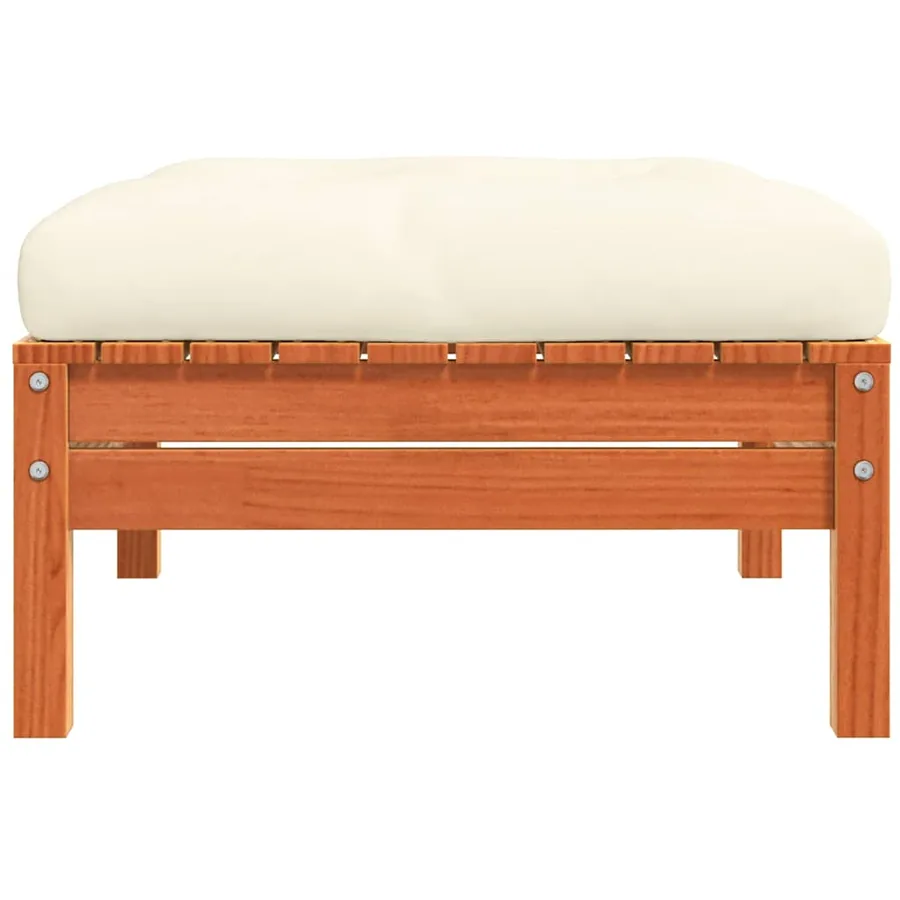 Repose-pied de jardin avec coussin bois massif de pin - 6