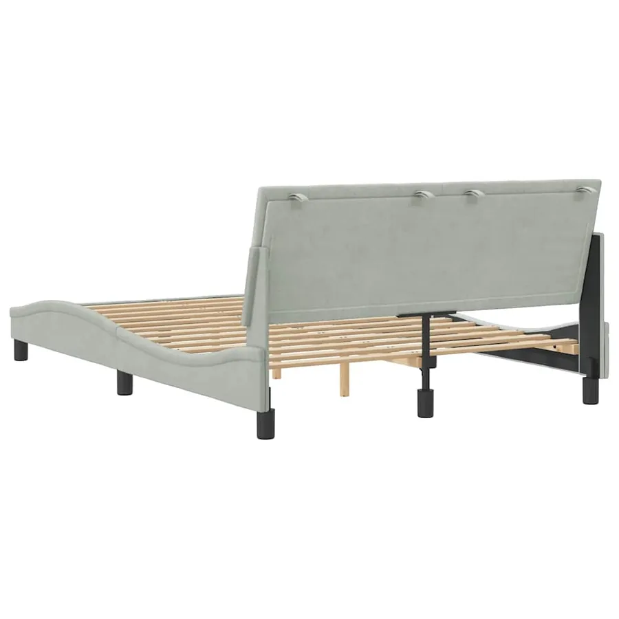 Cadre de lit sans matelas Hanko gris clair 140x190 cm velours - 7