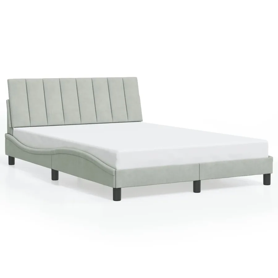 Cadre de lit avec LED sans matelas Hanko gris clair 140x190cm velours - 5