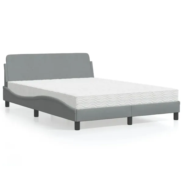 Lit avec matelas Dover gris clair 140x190 cm tissu