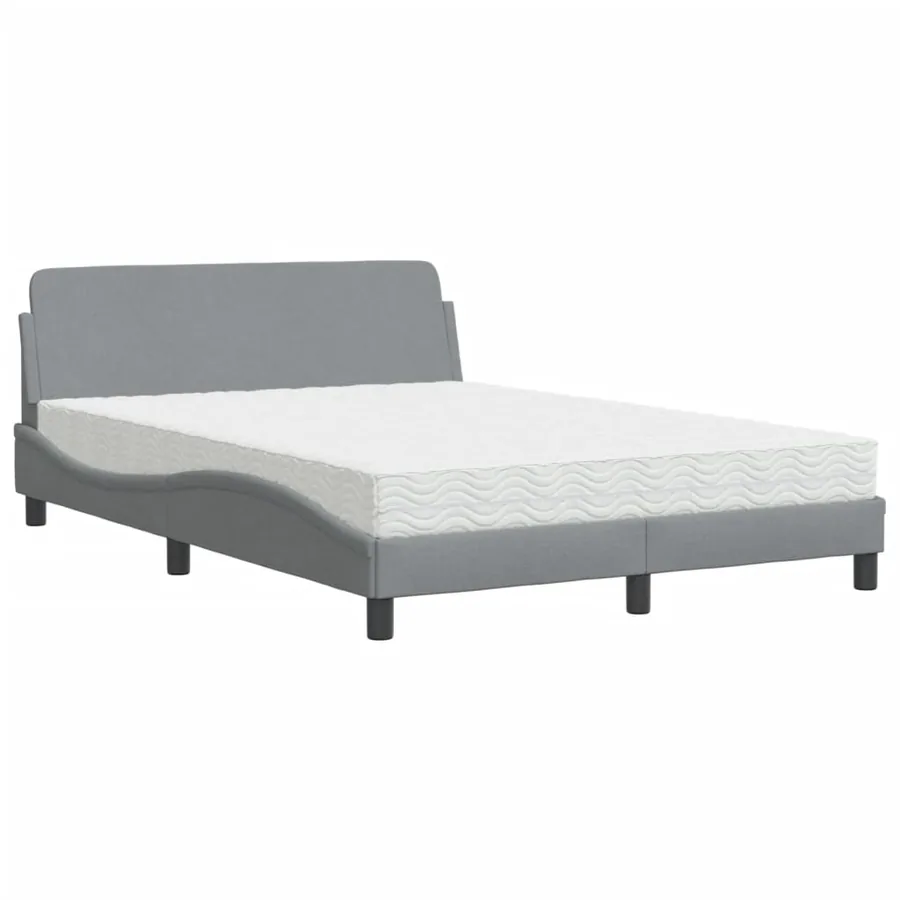 Lit avec matelas Dover gris clair 140x190 cm tissu - 2