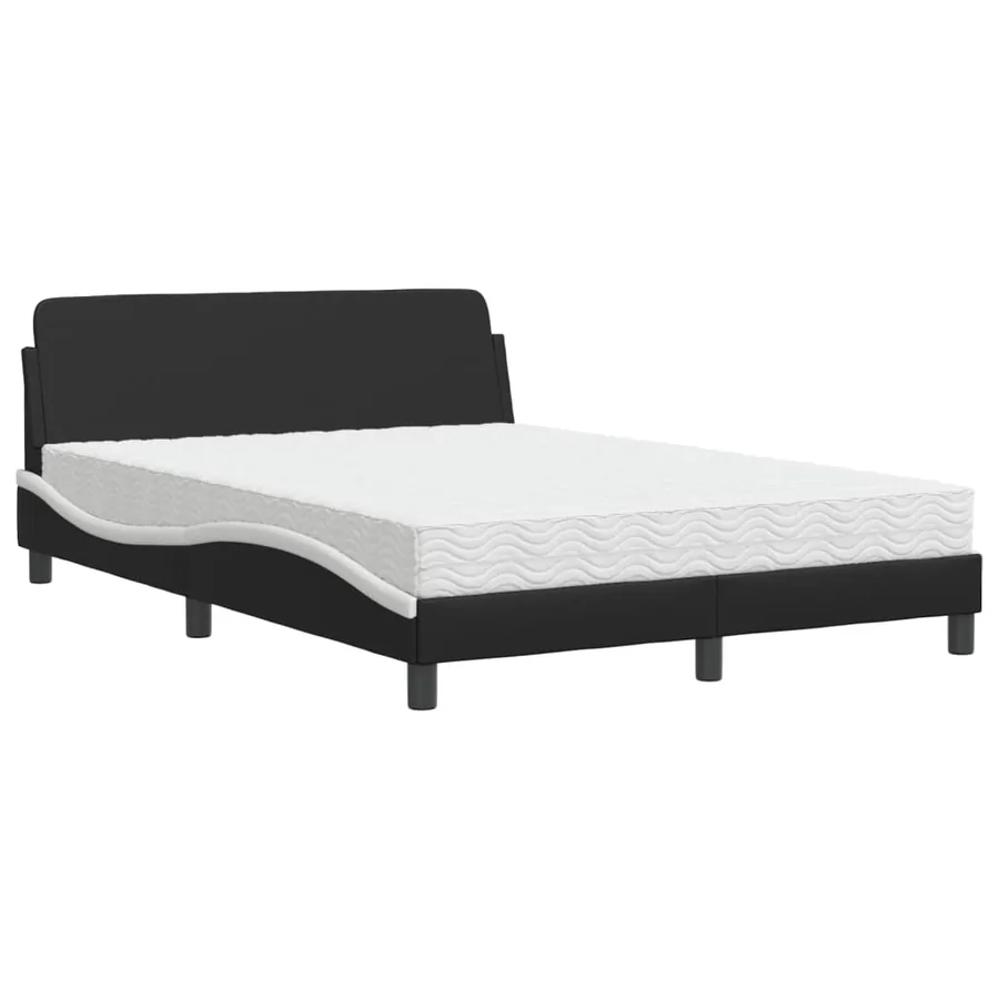 Lit avec matelas Dover noir et blanc 140x190 cm similicuir - 2