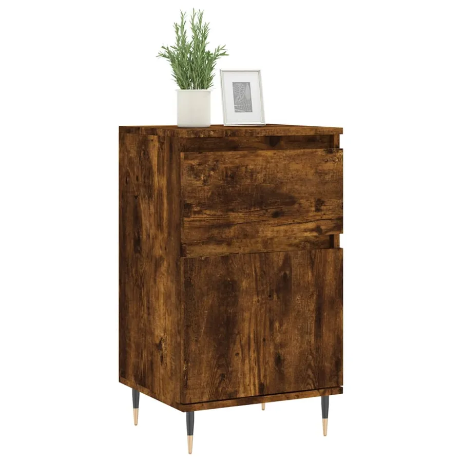 Buffet chêne fumé 40x35x70 cm bois d'ingénierie - 3